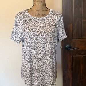 Z Supply Leopard Print Short Sleeve Top - Black and Gray